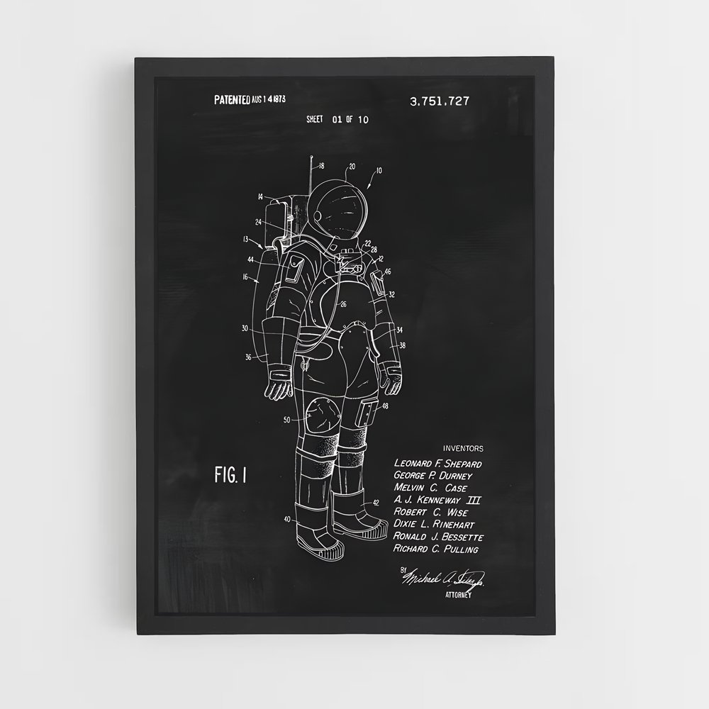 Poster Astronaute en Craie – affiche Espace rétro (vue 2)